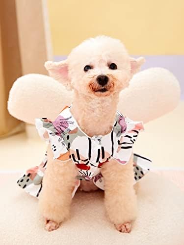 Qwinee pse haljina luk dekor ruffle ruffy štene princeza haljina za zabava mačji haljine za male srednje pse mačiće multicolor xl