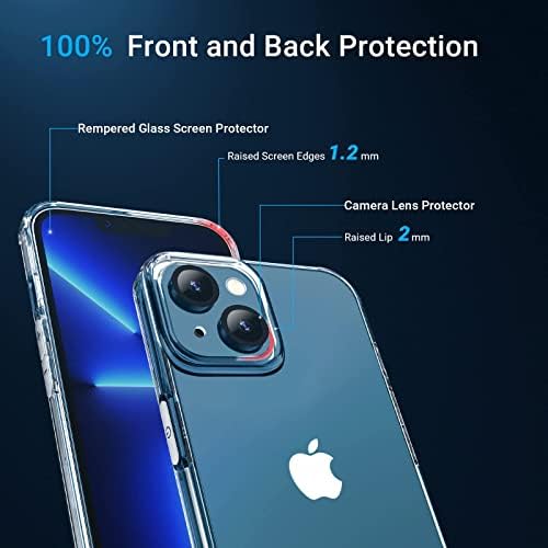 Glimall [5 u 1 dizajniran za iPhone 13 Clear Case sa zaštitnikom zaslona [2 pakiranje] +zaštitnik objektiva kamere [2 paket], prozirni