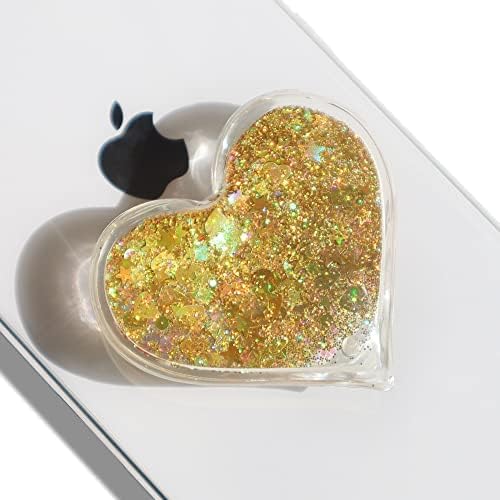 Gripong Slatki oblik srca Quicksand Glitter Proširiv koji se može sklopiti držač za stajalište za mobilni telefon za dodatak za mobitel