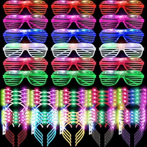 88 osvijetljenih predmeta za zabavu, uključujući 48 svjetlećih naočala s LED trepćućim zavjesama, naočale s 40 LED traka za glavu za