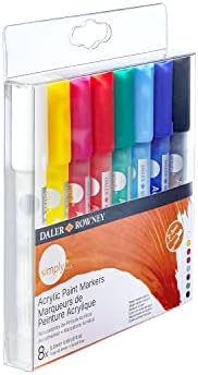 Daler Rowney jednostavno akrilni metalni set olovke, 8 raznih boja, višenamjenski, vodeni, 2-3 mm savjet, idealan za umjetnike i hobiste