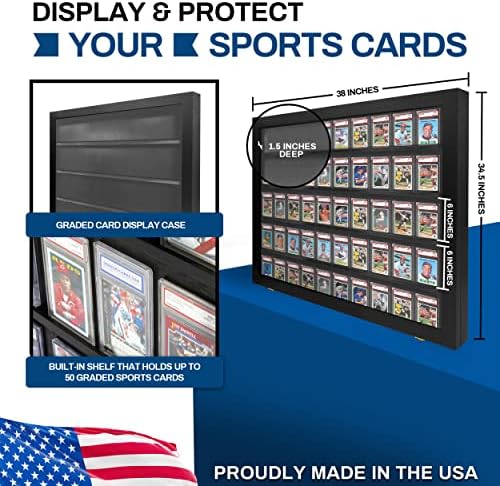 Slučaj za prikaz sportskih kartica Pennzoni, posjeduje 50 ocjenjivanih sportskih karata, PSA ocijenjene karte za sportove i igračke