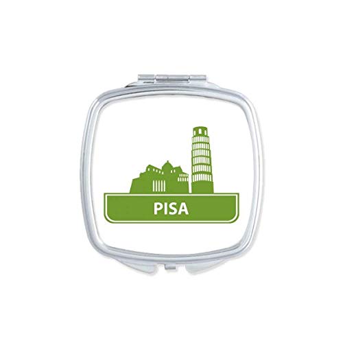 Pisa Italija zelena orijentira ogledala prijenosna kompaktna džepna šminka dvostrana staklo