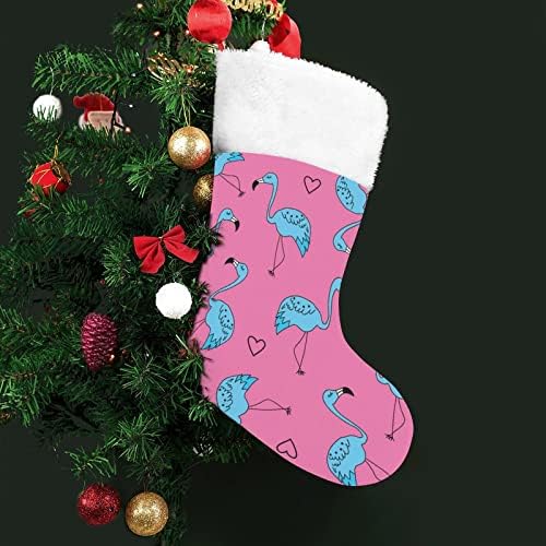 Plavi flamingo božićne čarape čarape s plišanim kaminom viseći za božićno dekor doma