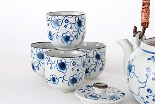 Fuji Merchandise Corp japanski stil čaj Porculan čaj lonac 22 fl oz s cjedilo i 4 šalice Set Wisteria cvjetni dizajn