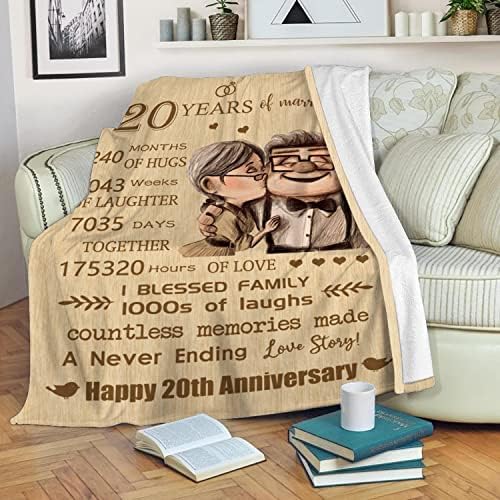 Motnsa 20. godišnjica pokrivača Darovi za 20. godinu, 20 godina bračnog poklona za ženu, roditelje, prijatelje - topla ideja za poklon