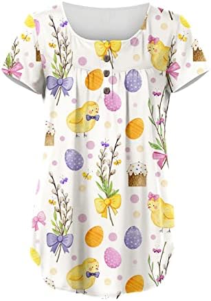 Adhowbew ženski vrhovi plus size Dressy casual v Neck majice kratkih rukava Summer Slatke uskrsne grafičke majice