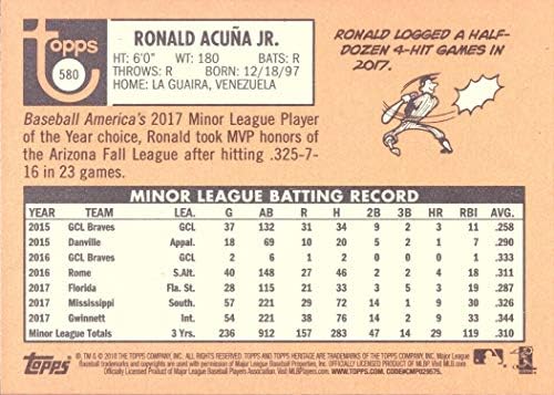 2018 Topps Heritage Baseball 580 Ronald Acuna Jr. Rookie Card