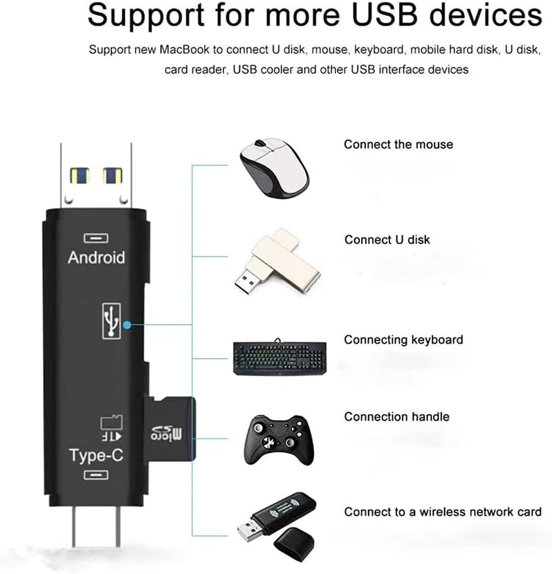 Višenamjenski čitač kartica VOLT + 5 u 1 kompatibilan s Xiaomi Mi 9 Pro 5G, opremljen uređajem za čitanje kartica USB Type-C / microUSB
