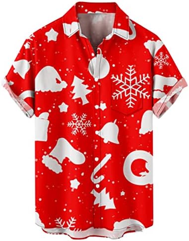 WYBAXZ 2022 Božićni muški tiskani božićni košulje Kratki rukavi Down Down Majice za plažu za Man Yoga Short