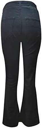 Ženske traperice s visokim strukom moda visoko udisana široka noga vrećica jean rasteznih traper hlača s remenom