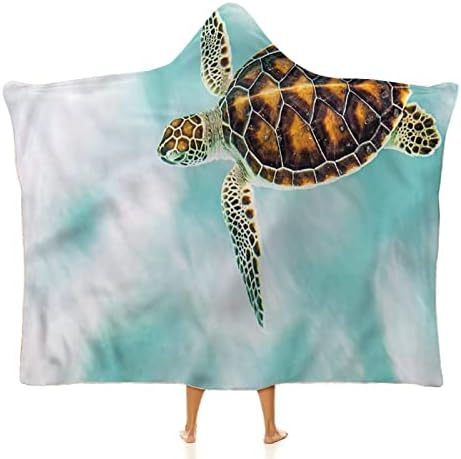 Poncho s kapuljačom, pokrivač s kapuljačom od kornjače za odrasle, slatka ugrožena dječja kornjača, mekana topla ugodna, 60 x 80inches,