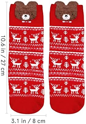 Kisangel Ženske čarape Ženske udobne čarape 4 parove božićne čarape Elastične pamučne čarape Žene Zimske tople čarape Žene tople čarape