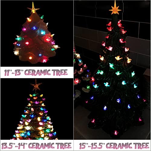 117pcs keramičko božićno drvce ružičaste ptice zamjenske svjetiljke i 2pcs zvijezde stablo Topper za retro keramičke ukrase stabala-