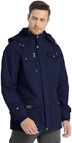 Muška zimska jakna, vojna jakna, topla teretna jakna s podstavom od flisa, pamučni radni kaput s odvojivom kapuljačom