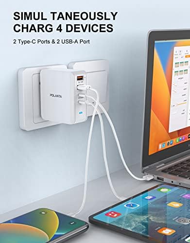 Gan Charger, 100W USB C Charger 4-Port zidni punjač PD 100W Type C Super Brzi adapter za laptop za punjenje za iPhone 14/14 Pro, MacBook,