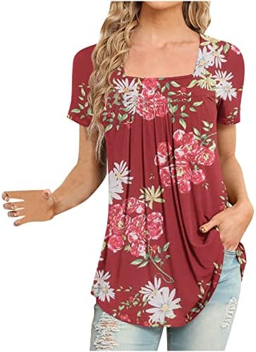 Ženska majica s kratkim rukavima Scoop Neck Pamuk cvjetni grafički salon gornje majice za dame jesen ljeto ko koko