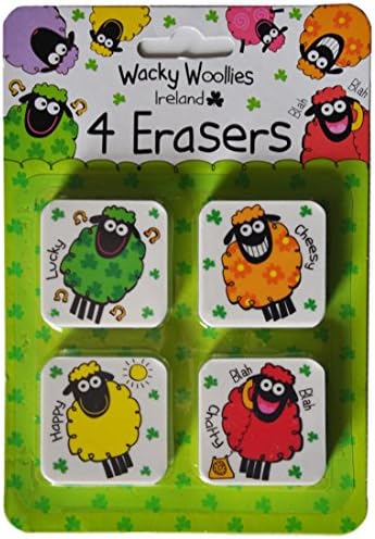 Wacky Woollies Ireland 4 Pack Erasers s raznobojnim dizajnom ovaca