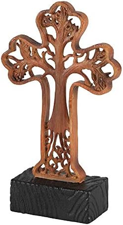 Dicksons Tree of Life Cross teksturirani drveni ton 3 x 6 Smoj od smola Stol Stol Stol Figurica