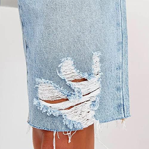 ženske ženske traper kratke hlače pamučni patentni zatvarač sa širokim džepovima labave poderane prilagođene ljetne casual traperice