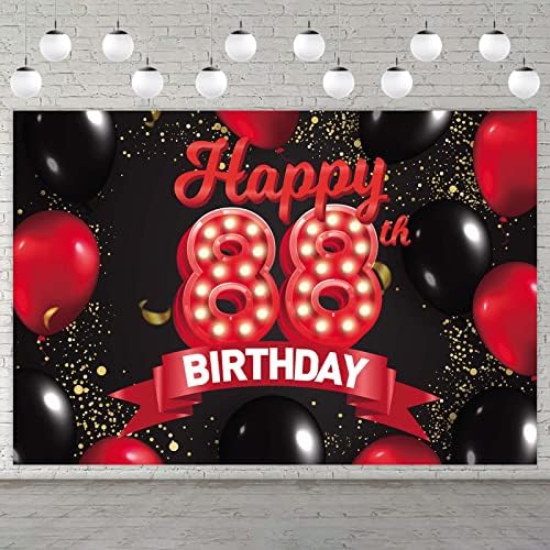 Sretan 48. rođendan, crveni i crni natpis, pozadinski ukrasi, baloni, tematski dekor za djevojčice, žene, princeze, 48 godina, rođendan,