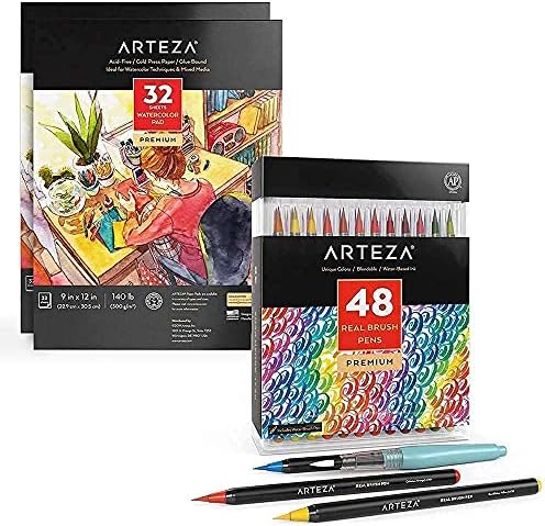 Arteza prave olovke za četkice i akvarelni papir paket, slikanje umjetničkih potrepština za umjetnika, hobi slikare i početnike