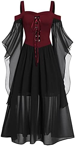 Ženske maxi haljine, WOMNE plus veličine hladne ramena leptir rukava čipka u Up Halloween gotička haljina