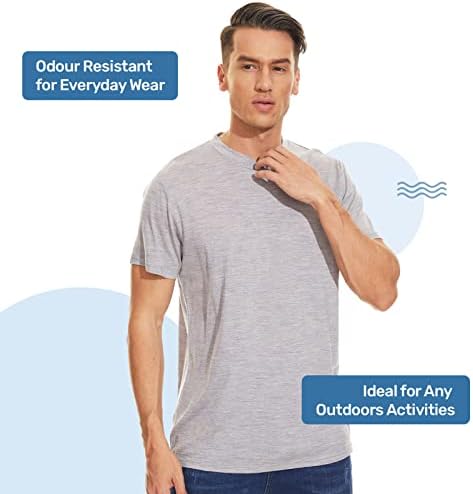 Merinnovation Muška majica merino vune kratke rukave atletski tinejdžerski sloj osnovnog sloja