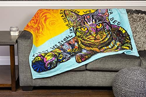 Dawhud Direct šarena mačja runa za krevet, 50 x 60 Dean Russo II mačka Fleece bacajte pokrivač za žene, muškarce i djecu - super mekana