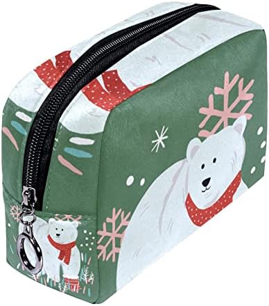 TBOUOBT Pokloni za muškarce žene šminke toaletne torbice Male kozmetičke torbe, životinjski crtić polarni medvjed snijeg pahuljica