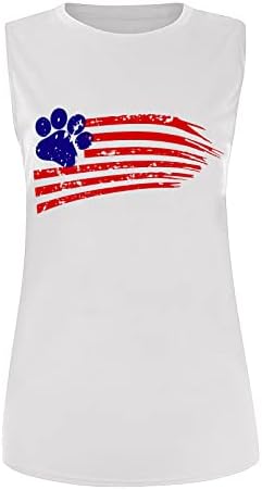 USA TENK TOPS Žene američke zastave tiskana košulja bez rukava grafički grafički 4. srpnja Patriotska košulja prsluk ljetni trkački
