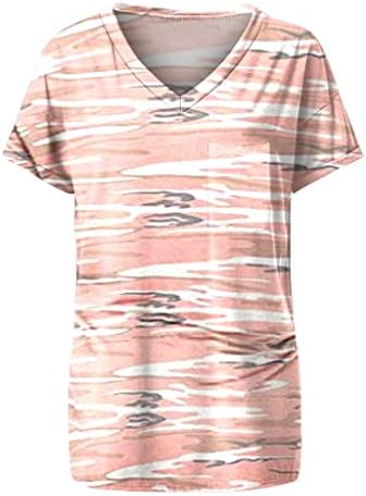 Sportske košulje ženske ljetne osnove s izrezom u obliku slova u, obične ljetne Ležerne majice kratkih rukava, jednobojni vrhovi za