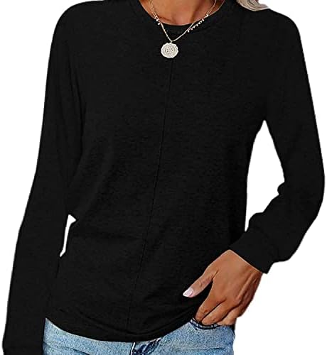 Ženske čvrste boje okrugli vrat dugi rukavi ležerni labavi pulover puloverske majice okrugli vrat majice gornje bluze