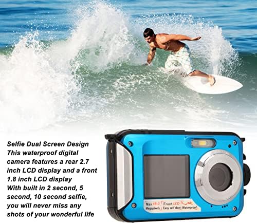 QSTNXB vodootporni digitalni fotoaparat, 2,7K video podvodna kamera, 48MP slika 16x Digitalna zum svjetiljka vodootporna kamera, selfie