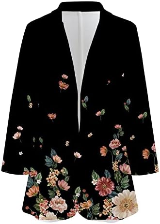 Ženski dugi rukavi lagani ured uredski odijelo jakne otvoreni prednji cvjetni cvjetni tiskani blejzer casual blezers kaput vrhovi