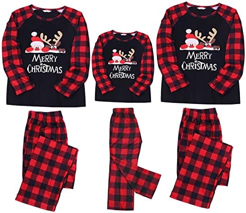 Božićni karirani tiskani dnevni odjeljak božićna obitelj koja odgovara pidžami s dugim rukavima kod kuće pijama set medvjed