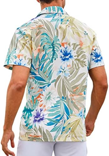 Zauful muške havajske košulje pamučna gumb s kratkim rukavima Down Summer Tropical Beach majice