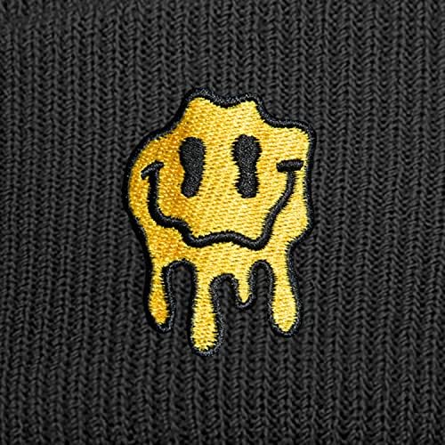 Cool emoji pletena kapa / bejzbolska kapa za muškarce i žene sretan osmijeh kapa lubanje zimski savršeni slatki pokloni Crna