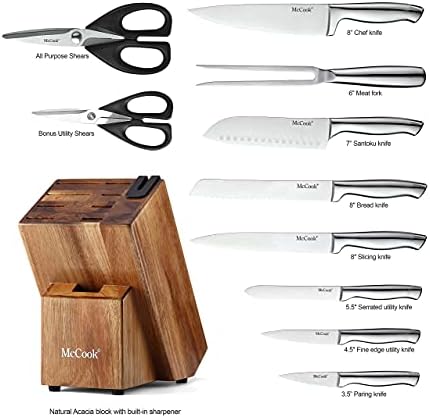 Set kuhinjskih noževa za samooštrenje 935 sa šupljom ručkom od njemačkog nehrđajućeg čelika + daska za rezanje od bambusa 912