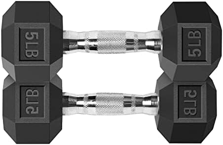 Rashinka Barbell Set od 1 ili 2 šesterokutne gumene bučice s metalnim ručkama par 1 ili 2 teške bučice 5 lb, 10 lb, 15 lb, 20 lb, 25