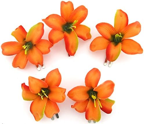 2 tropski narančasti ljiljan, serija od 5 komada, svilene cvjetne kopče za kosu