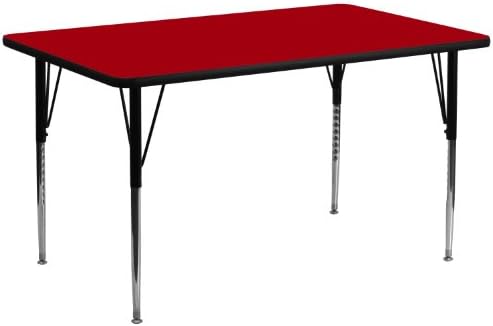 Radni stol izrađen od crvenog termoplastičnog laminata 90 Sh 72 d pravokutni-standardne noge podesive visine
