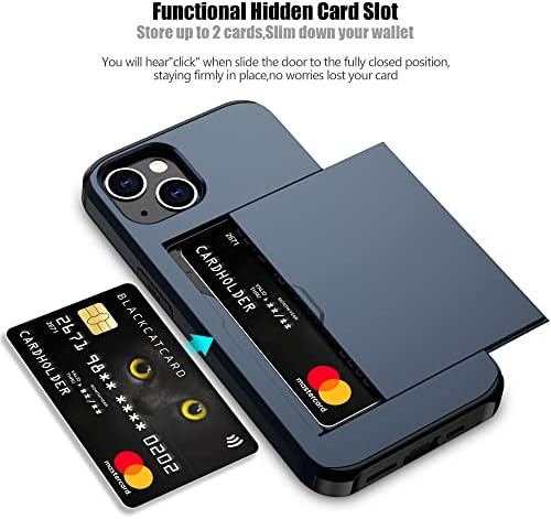 Nvollnoe za iPhone 14 Plus s držačem kartice, teškim zaštitnim dvoslojnim utor za skrivenu karticu Skrivena kartica Slim novčanica