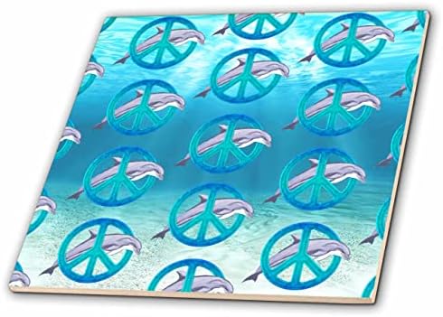 3. Nacrtajte crtež podvodnih dupina koji plivaju pored plavih znakova mira. - Pločice
