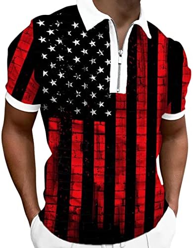 Zdfer Polo majica s kratkim rukavima za muškarce Nezavisnost Dan zatvarača za patentni zatvarač vrhovi Summer Casual Slim fit majice