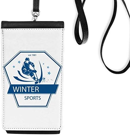 Zimski sportski skijanje snježne ilustracije Telefonska torbica za novčanik Viseće mobilne vrećice Crni džep