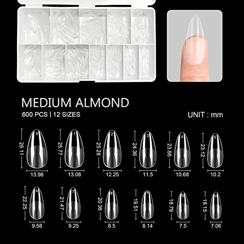 600pcs savjeti za nokte i set gel ljepila za nokte Ultra tanki prozirni lažni nokti, mekani gel za potpuno pokrivanje lažnih vrhova