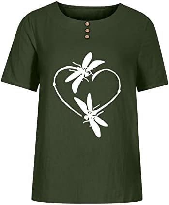 Bluza majica za djevojčice jeseni ljetni posada kratkih rukava za vrat čamac Pozjen pamuk gumb dolje grafički vrh W5 W5