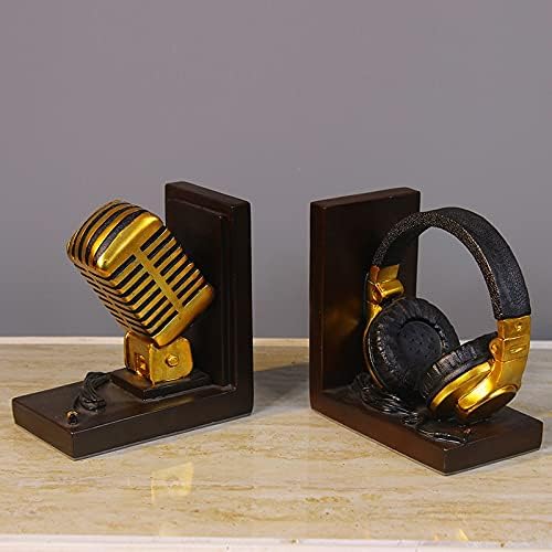 Kućni ukras minijaturni model mikrofonskih slušalica ukrasi za ljubitelje glazbe retro stalci za knjige od smole figurice pribor za