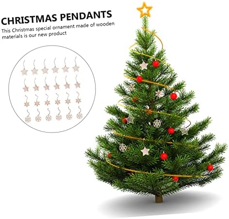 24pcs božićna snježna pahulja viseći ukrasi za božićno drvce Božićni rustikalni dekor paleta drveni Božićni ukras drveni detalji za